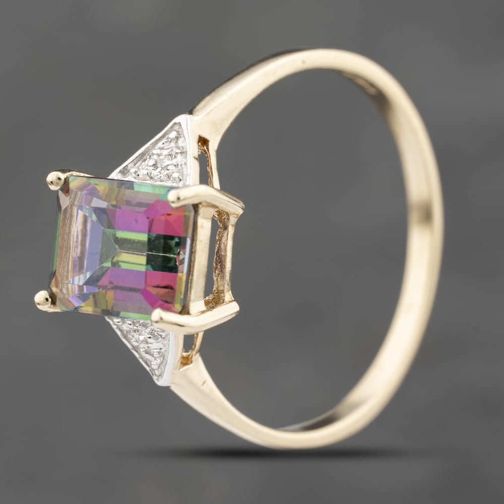 Click to view product details and reviews for Pre Owned 9ct Yellow Gold Mystic Topaz And Brilliant Cut Diamond Dress Ring 41383832.