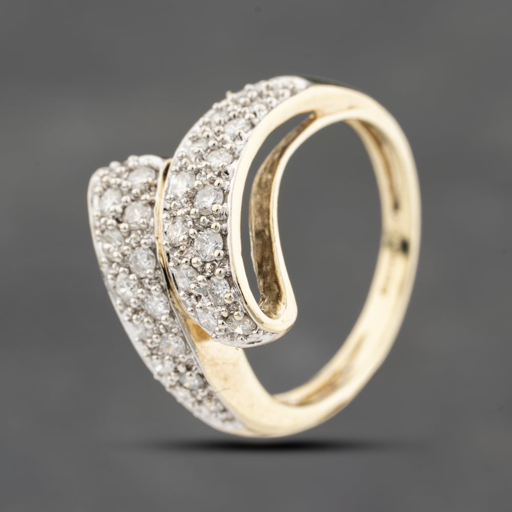 Click to view product details and reviews for Pre Owned 9ct Yellow Gold 050ct Brilliant Cut Diamond Pave Style Crossover Ring 41383853.