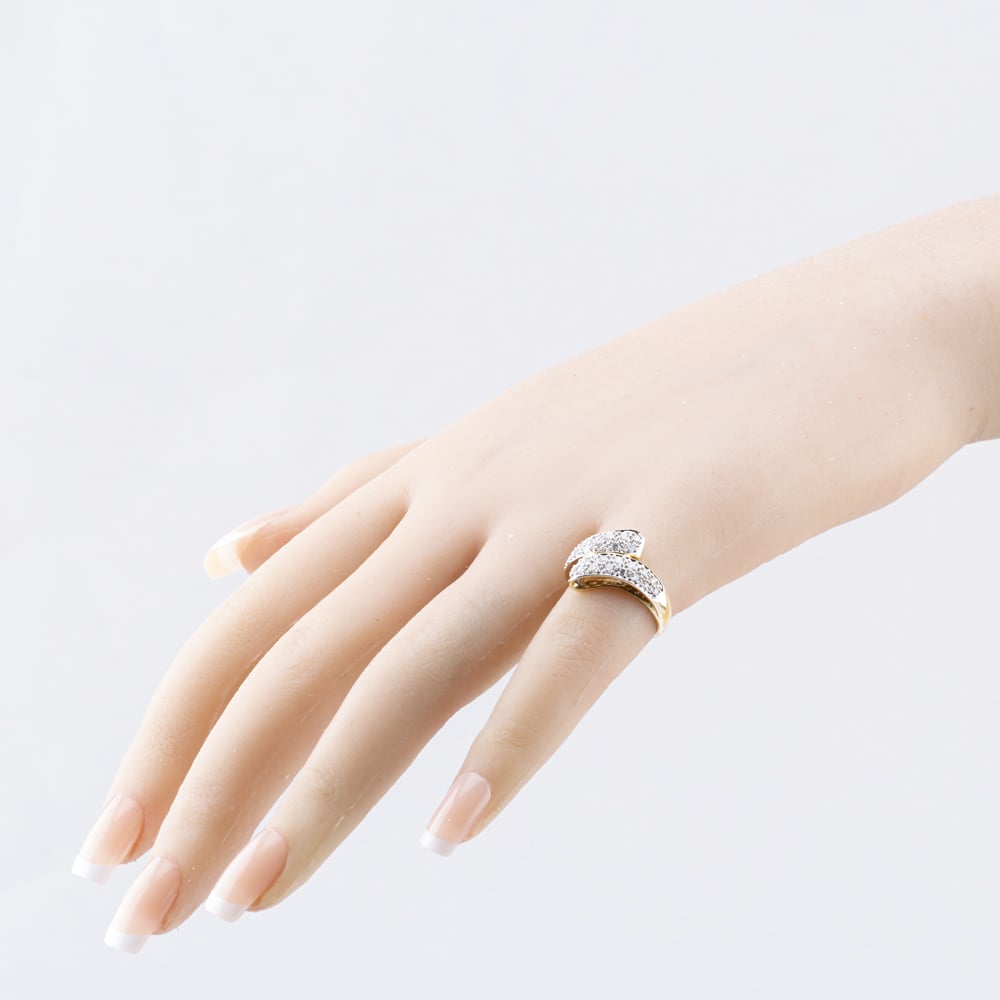 Pre-Owned 9ct Yellow Gold 0.50ct Brilliant Cut Diamond Pave Style Crossover Ring 41383853