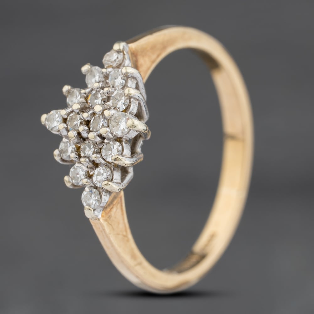 Click to view product details and reviews for Pre Owned 9ct Yellow Gold 025ct Brilliant Cut Diamond Boat Shaped Cluster Ring 41383926.