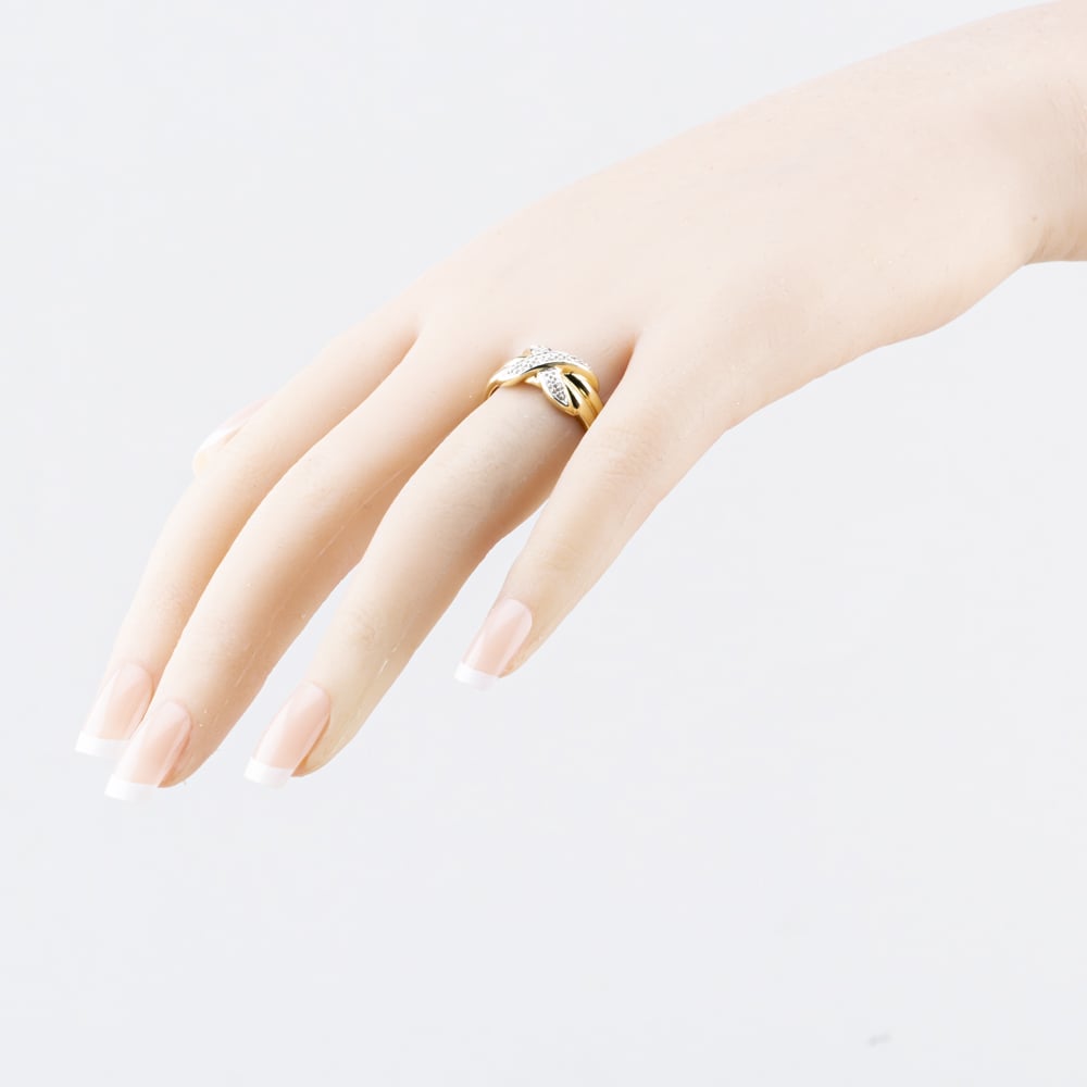 Pre-Owned 9ct Yellow Gold Diamond Kiss Crossover Ring 41383974