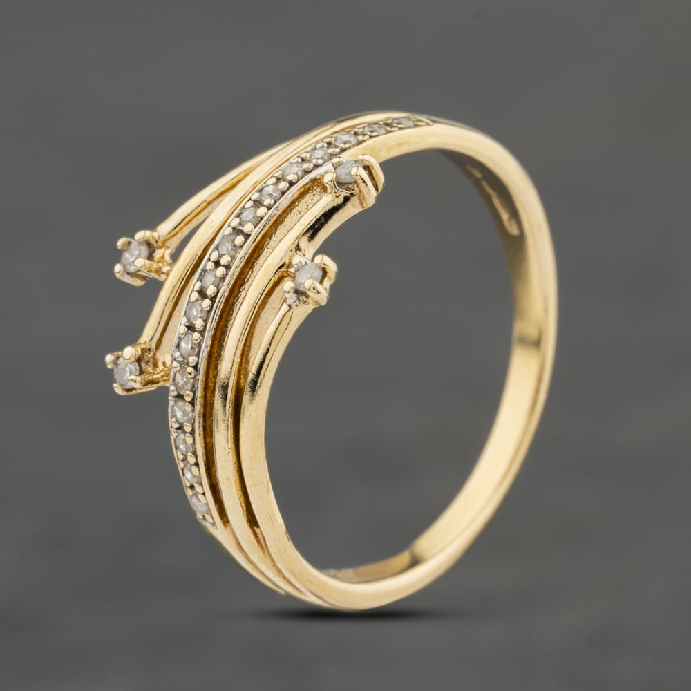 Click to view product details and reviews for Pre Owned 9ct Yellow Gold 015ct Diamond Spray Crossover Ring 41383977.