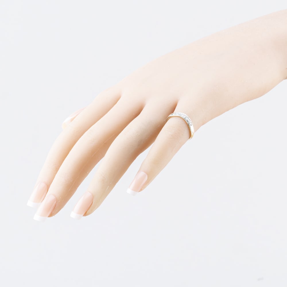 Pre-Owned 9ct White Gold 0.14ct Brilliant Cut Diamond Half Wishbone Ring 41383983