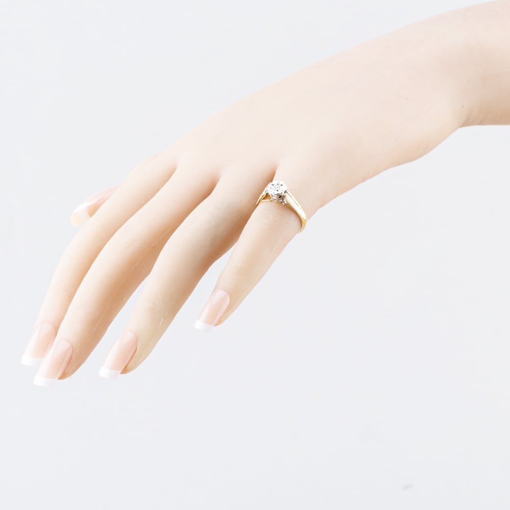 Pre-Owned Vintage 9ct Yellow Gold 0.03ct Brilliant Cut Diamond Spilt Shoulders Solitaire Ring 41383988