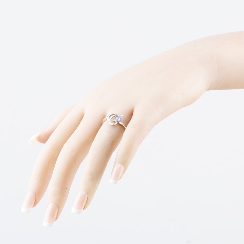 Pre-Owned 9ct White Gold 0.76ct Tanzanite & 0.05ct Diamond Pear Shaped Dress Ring 41384020