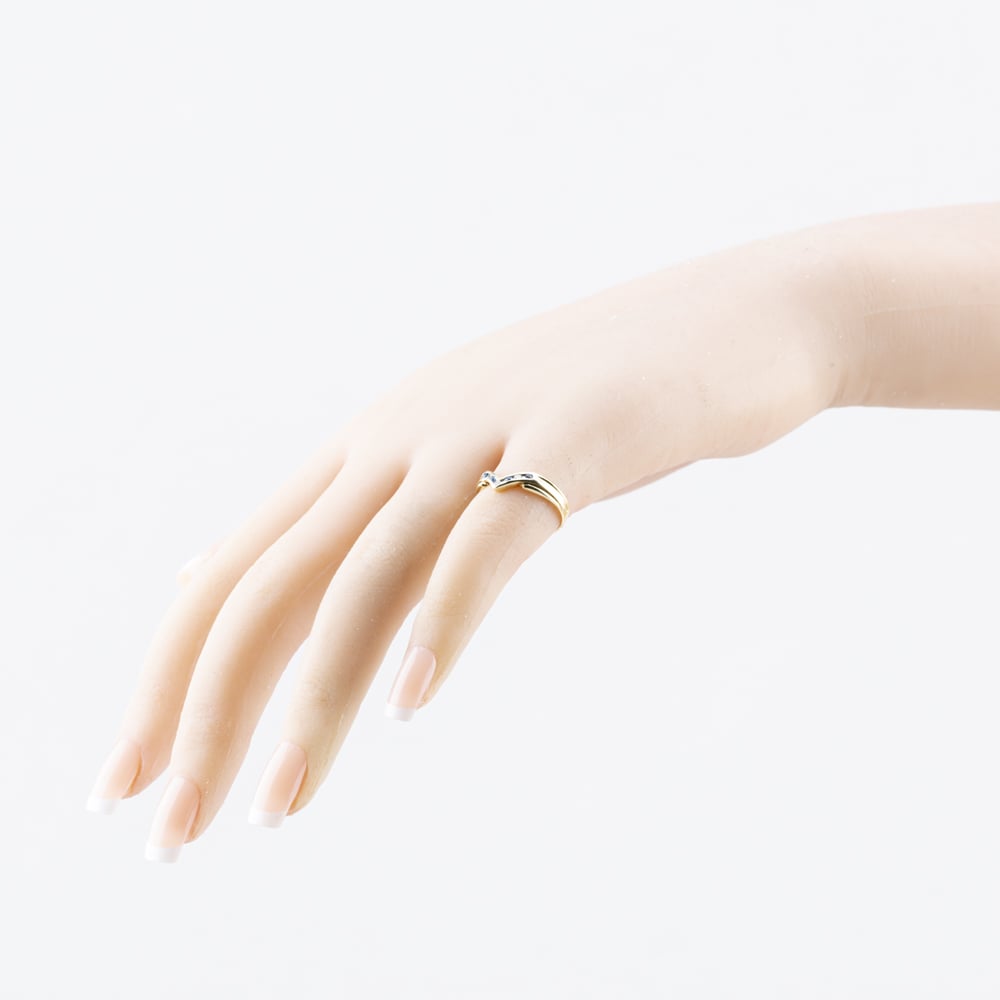 Pre-Owned 9ct Yellow Gold Sapphire & 0.03ct Diamond Wishbone Ring 41384397