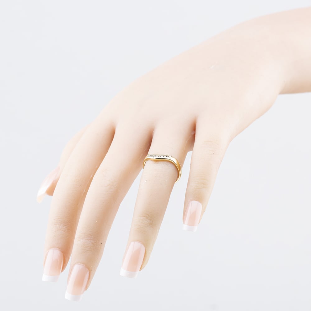 Pre-Owned 9ct Yellow Gold Diamond Channel Set Wishbone Ring 41384459