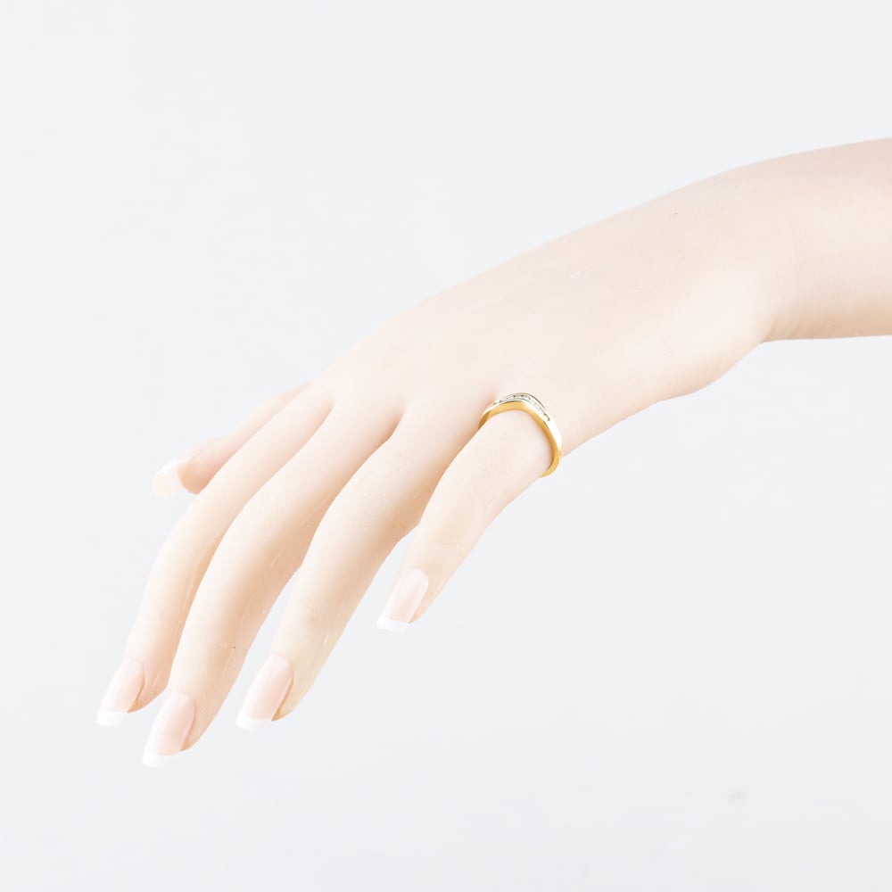 Pre-Owned 9ct Yellow Gold 0.15ct Brilliant Cut Diamond Wishbone Ring 41384635