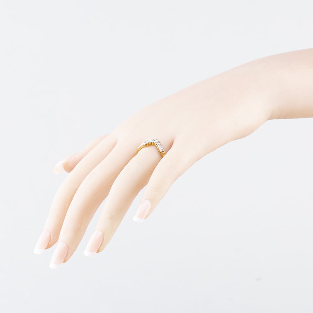 Pre-Owned 9ct Yellow Gold 0.20ct Diamond 2 Row Wishbone Ring 41384655