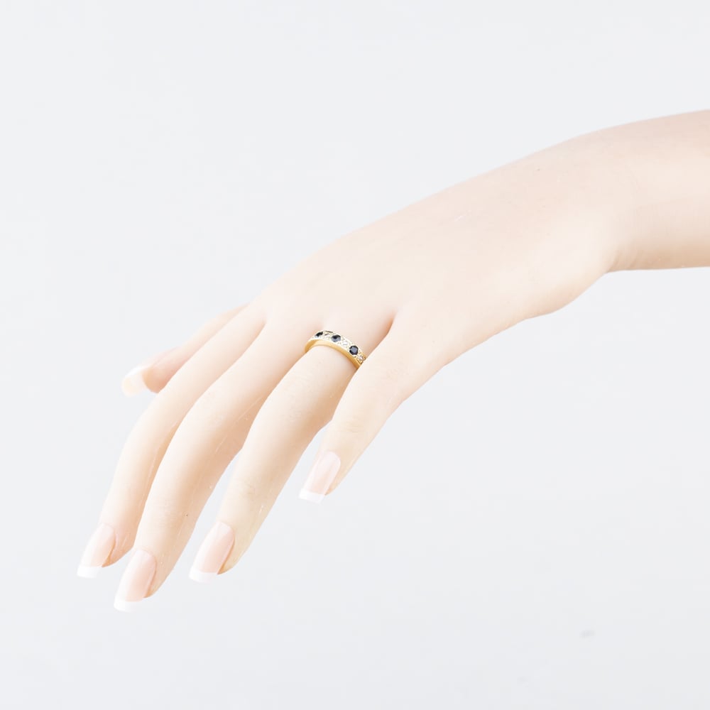 Pre-Owned 9ct Yellow Gold Sapphire & 0.06ct Diamond Half Eternity Ring 41384672