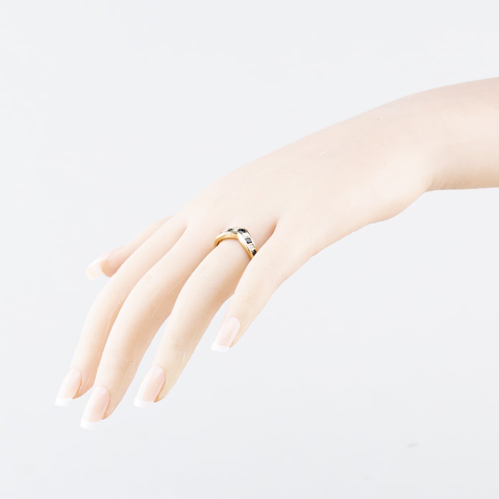 Pre-Owned 9ct Yellow Gold Sapphire & 0.03ct Diamond Wishbone Ring 41384676