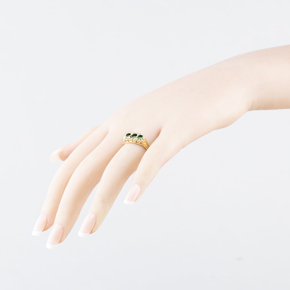 Pre-Owned 9ct Yellow Gold Diopside & Diamond Seven Stone Ring 41384688