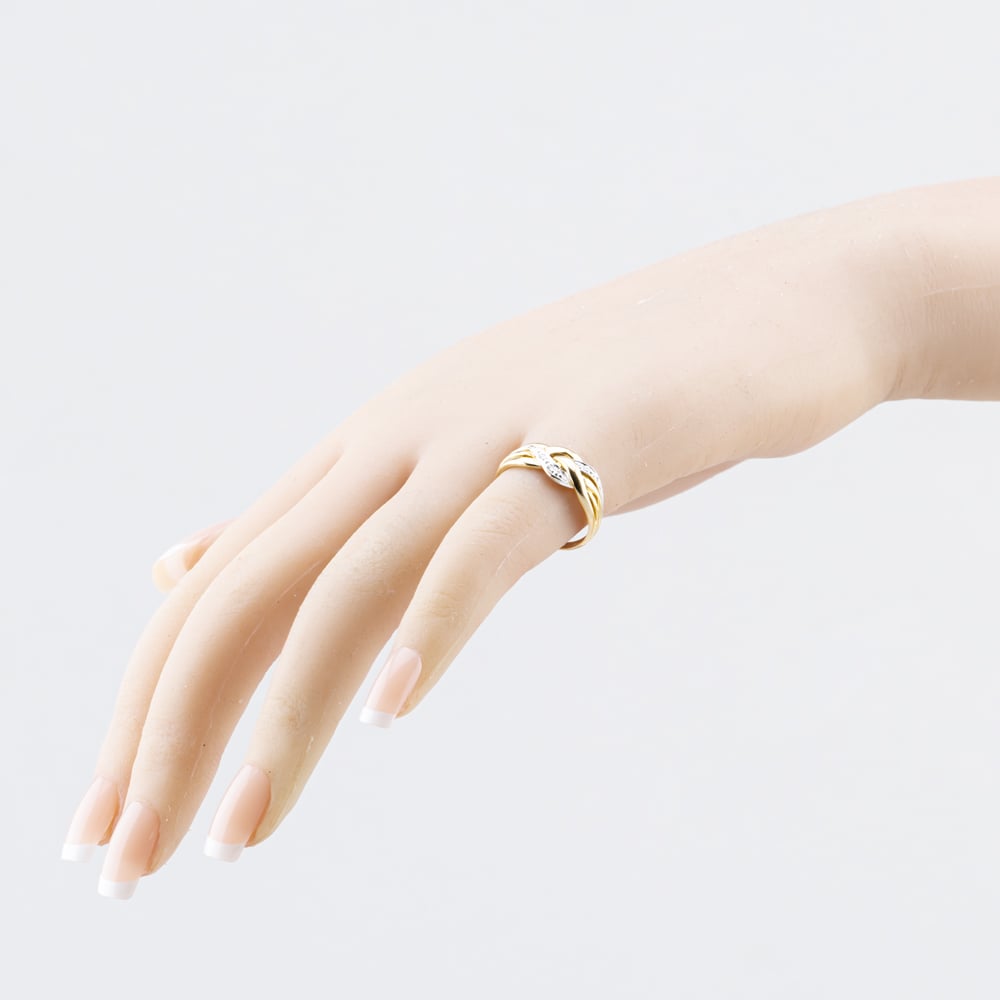 Pre-Owned Two Colour Gold Diamond Plaitted Dress Ring 41384727