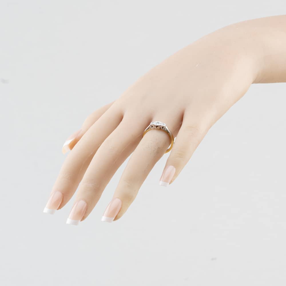 Pre-Owned Vintage Yellow Gold 0.09ct Diamond Platinum Set Head Three Stone Ring 41384844