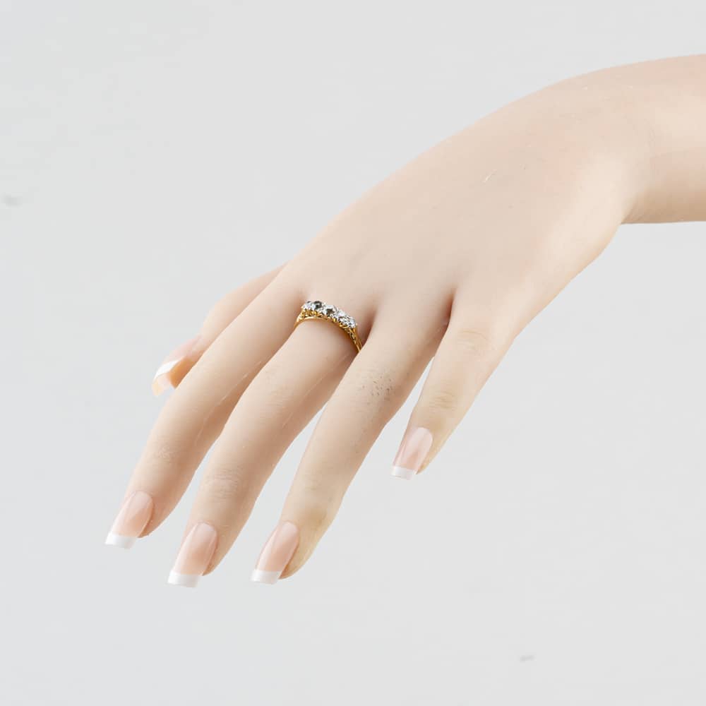 Pre-Owned Vintage Yellow Gold Rose Cut Diamond Five Stone Ring 41384853