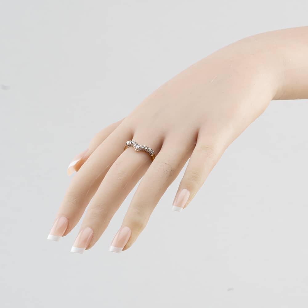 Pre-Owned 9ct Yellow Gold Brilliant Cut Diamond Half Wishbone Ring 41384862