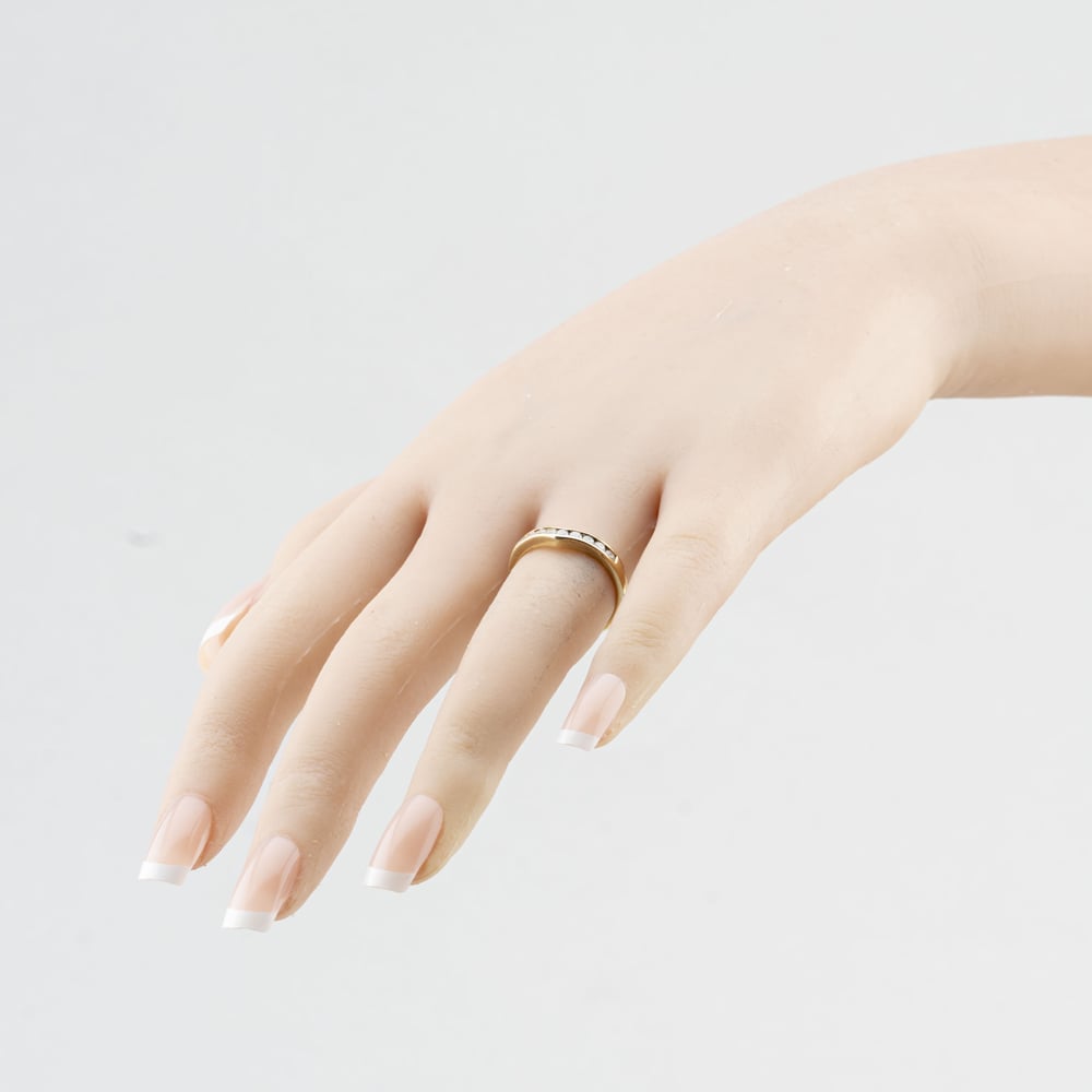 Pre-Owned 9ct Yellow Gold Diamond Channel Set Wishbone Ring 41384916