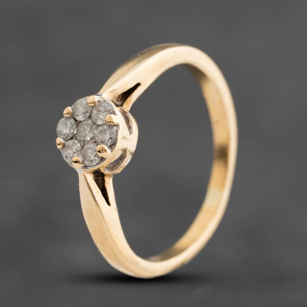 Pre-Owned 9ct Yellow Gold 0.45ct Brilliant Cut Diamond Cluster Ring 41384947