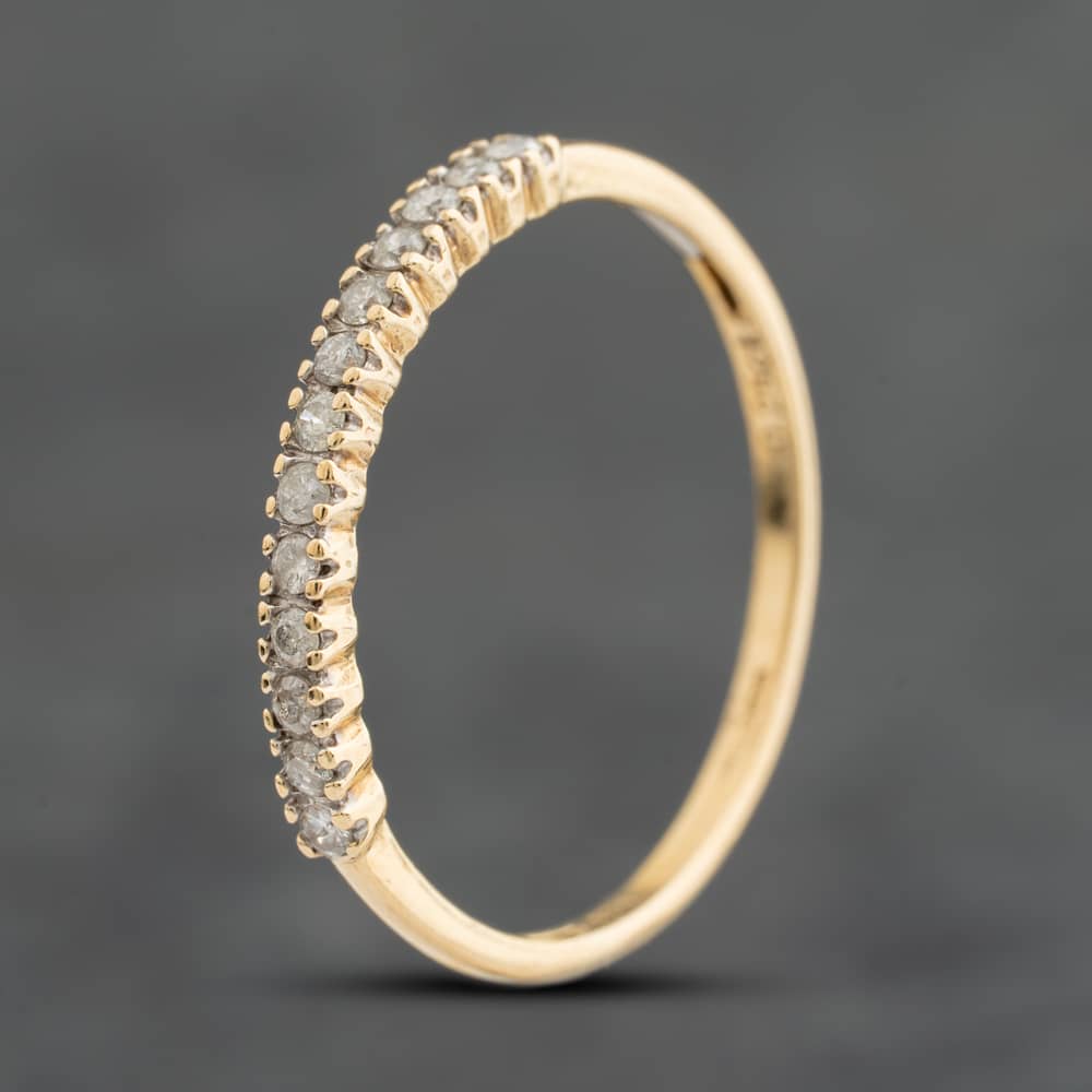 Pre-Owned 9ct Yellow Gold 0.25ct Brilliant Cut Diamond Half Eternity Ring 41384953