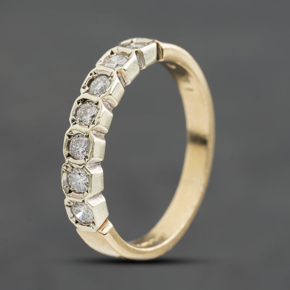 Pre-Owned 9ct Yellow Gold 0.35ct Brilliant Cut Diamond Half Eternity Ring 41384978