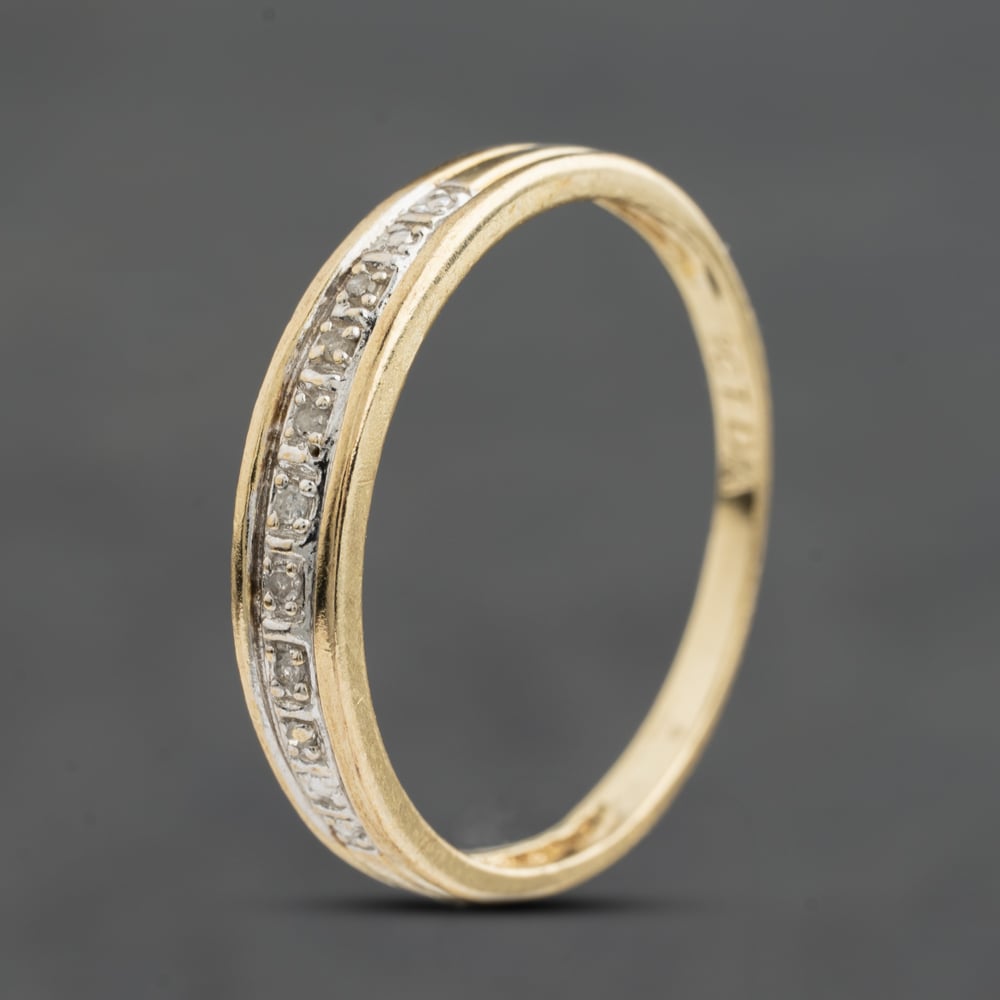 Pre-Owned 9ct Yellow Gold 0.03ct Brilliant Cut Diamond Half Eternity Ring 41384979