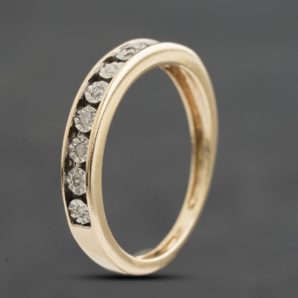 Pre-Owned 9ct Yellow Gold 0.05ct Diamond Half Eternity Ring 41384986