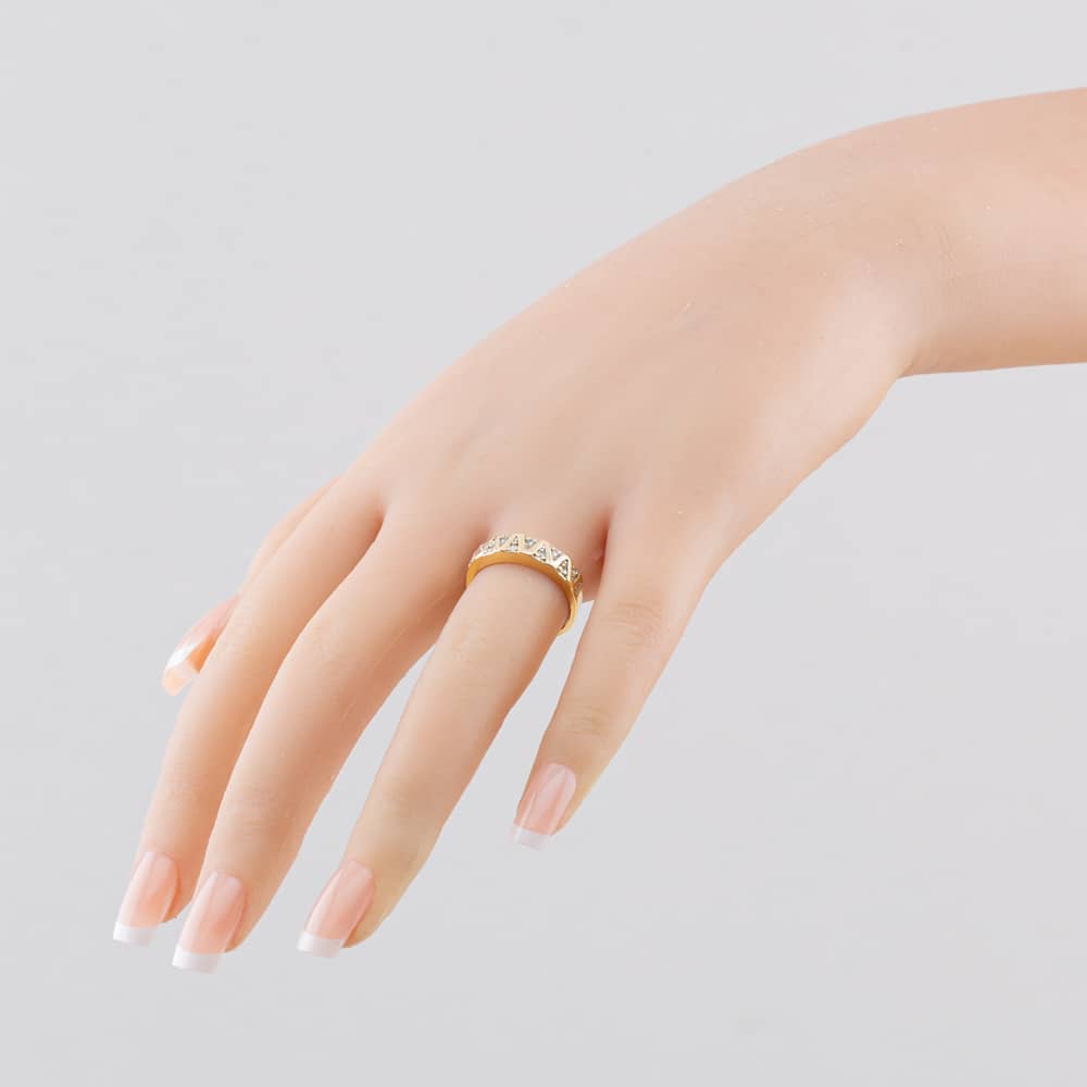 Pre-Owned Vintage 9ct Yellow Gold 0.11ct Diamond Zig Zag Band Ring 41385042