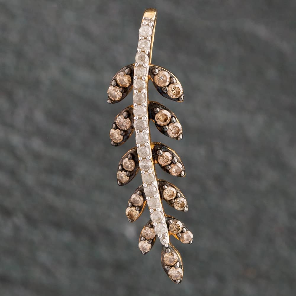 Product photograph of Pre-owned 9ct Yellow Gold Diamond Amp Cognac Diamond Loose Pendant 4139652 from The Jewel Hut