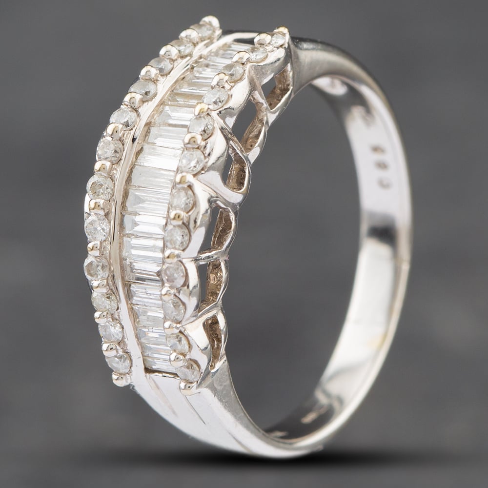 Product photograph of Pre-owned 18ct White Gold Diamond Three Row Ring 41481329 from The Jewel Hut