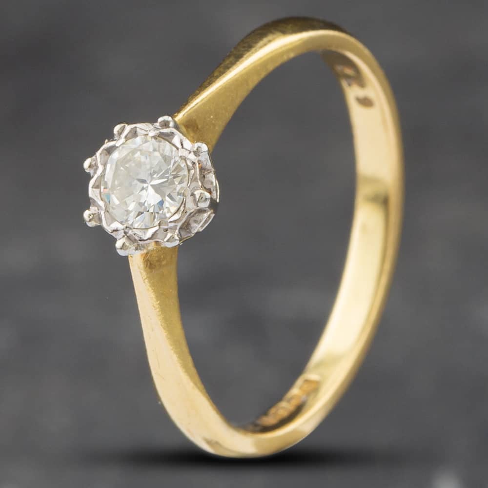 Product photograph of Pre-owned Vintage 18ct Yellow Gold Diamond Solitaire Ring 41481352 from The Jewel Hut
