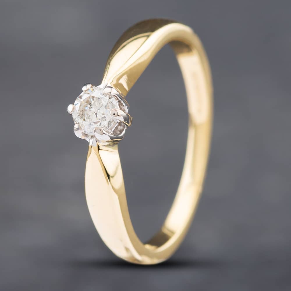 Product photograph of Pre-owned 18ct Yellow Gold 0 20ct Brilliant Cut Diamond Solitaire Ring 41481387 from The Jewel Hut