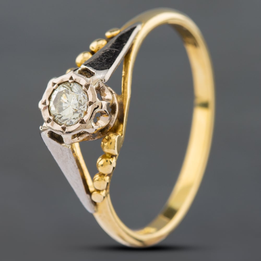 Click to view product details and reviews for Pre Owned 18ct Two Colour Gold Brilliant Cut Diamond Solitaire Ring 41481459.