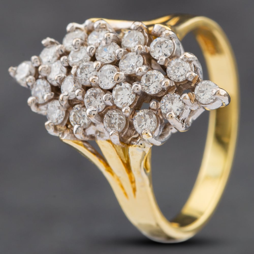 Product photograph of Pre-owned 18ct Yellow Gold Brilliant Cut Diamond Cluster Ring 41481633 from The Jewel Hut