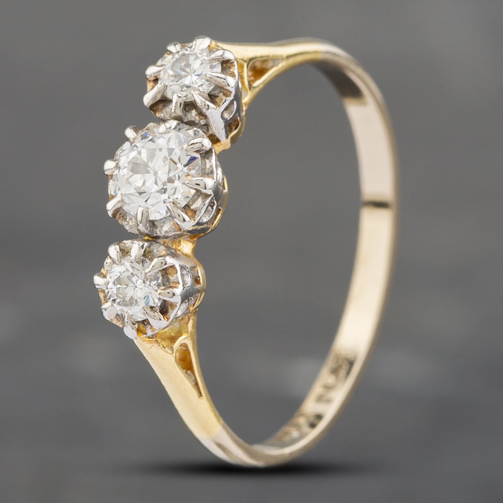 Product photograph of Pre-owned Vintage Yellow Gold Diamond Three Stone Ring 41481652 from The Jewel Hut