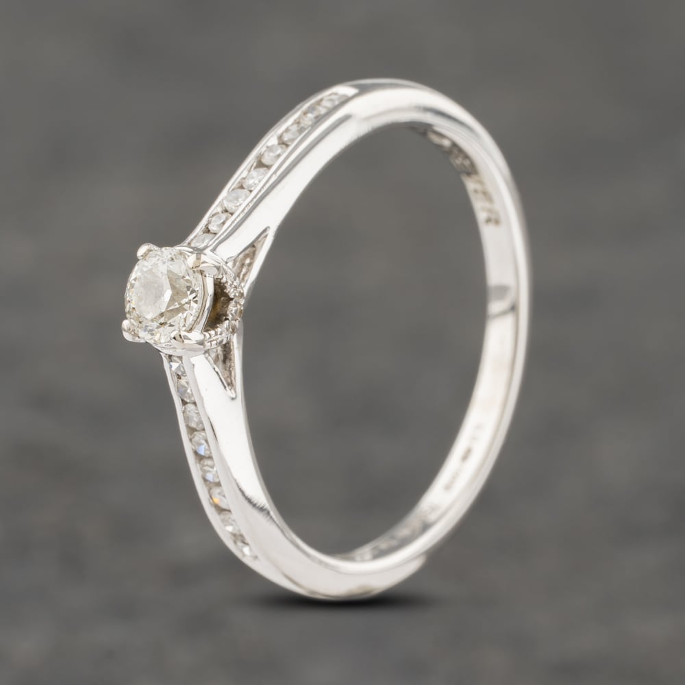 Click to view product details and reviews for Pre Owned 18ct White Gold 040ct Brilliant Cut Diamond Shoulder Set Solitaire Ring 41481708.