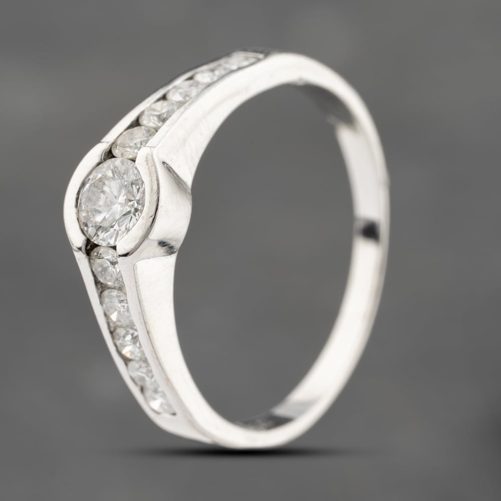 Click to view product details and reviews for Pre Owned 18ct White Gold 050ct Brilliant Cut Diamond Shoulder Set Solitaire Ring 41481711.