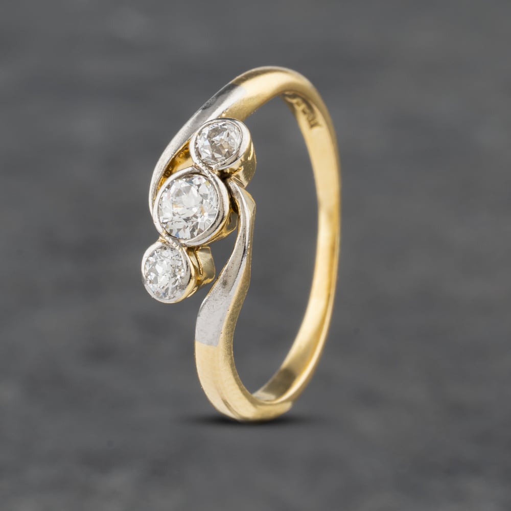 Click to view product details and reviews for Pre Owned Vintage Yellow Gold 025ct Diamond Twist Three Stone Ring 41481894. Click to view product details and reviews for Pre Owned Vintage Yellow Gold 025ct Diamond Twist Three Stone Ring 41481894.