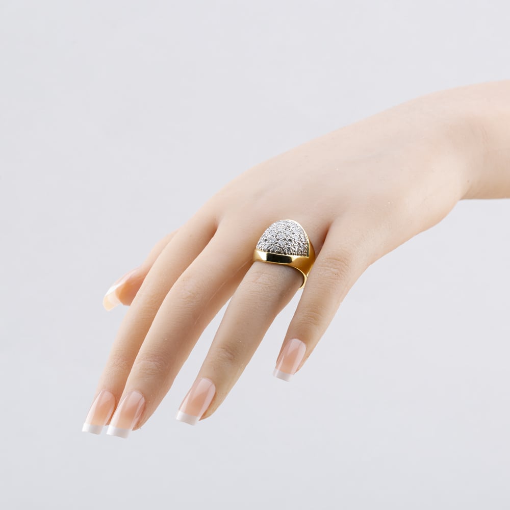 Pre-Owned 18ct Yellow Gold 1.50ct Brilliant Cut Diamond Domed Cluster Ring 41481913