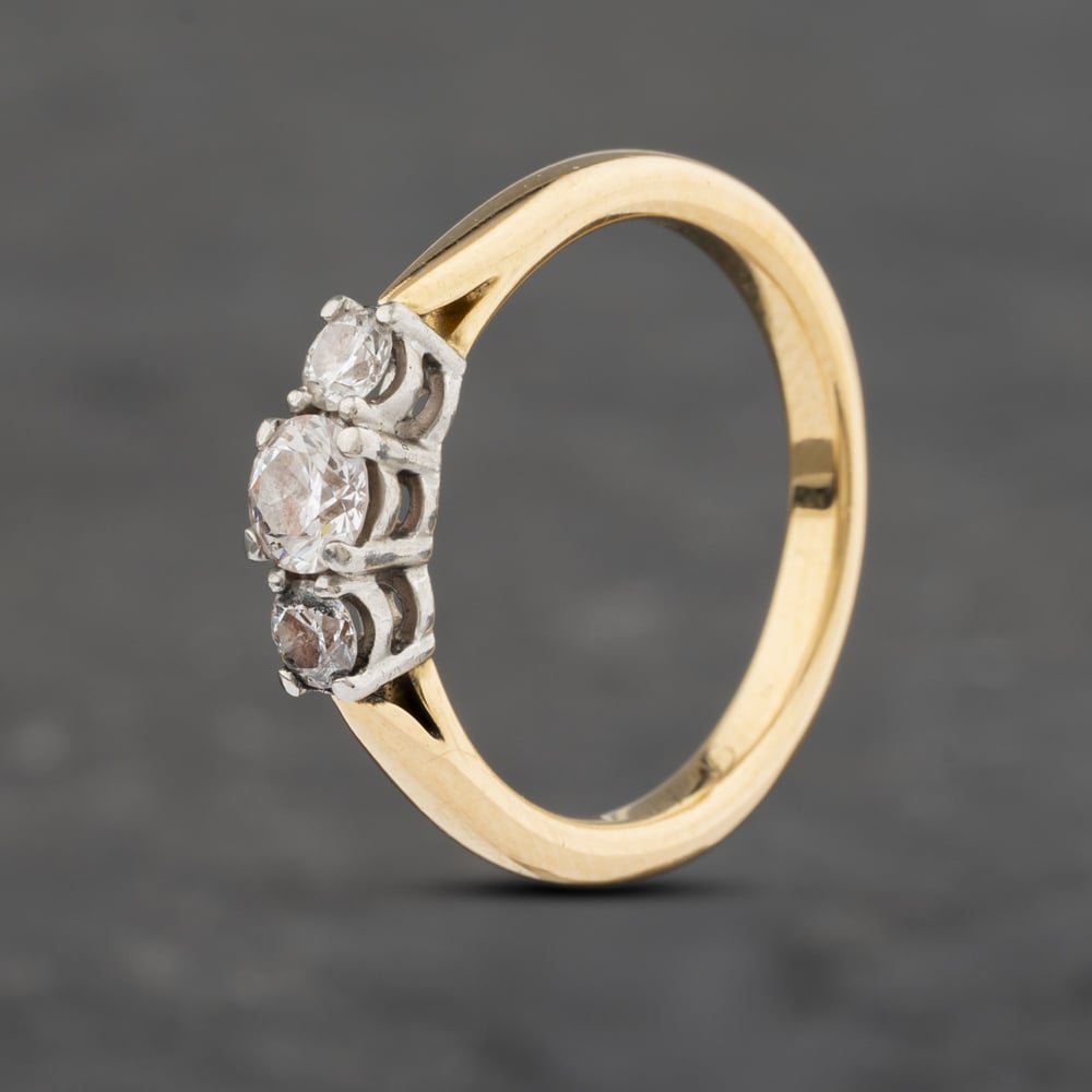 Click to view product details and reviews for Pre Owned 18ct Yellow Gold Certificated 050ct Brilliant Cut Diamond Three Stone Ring 41481987.