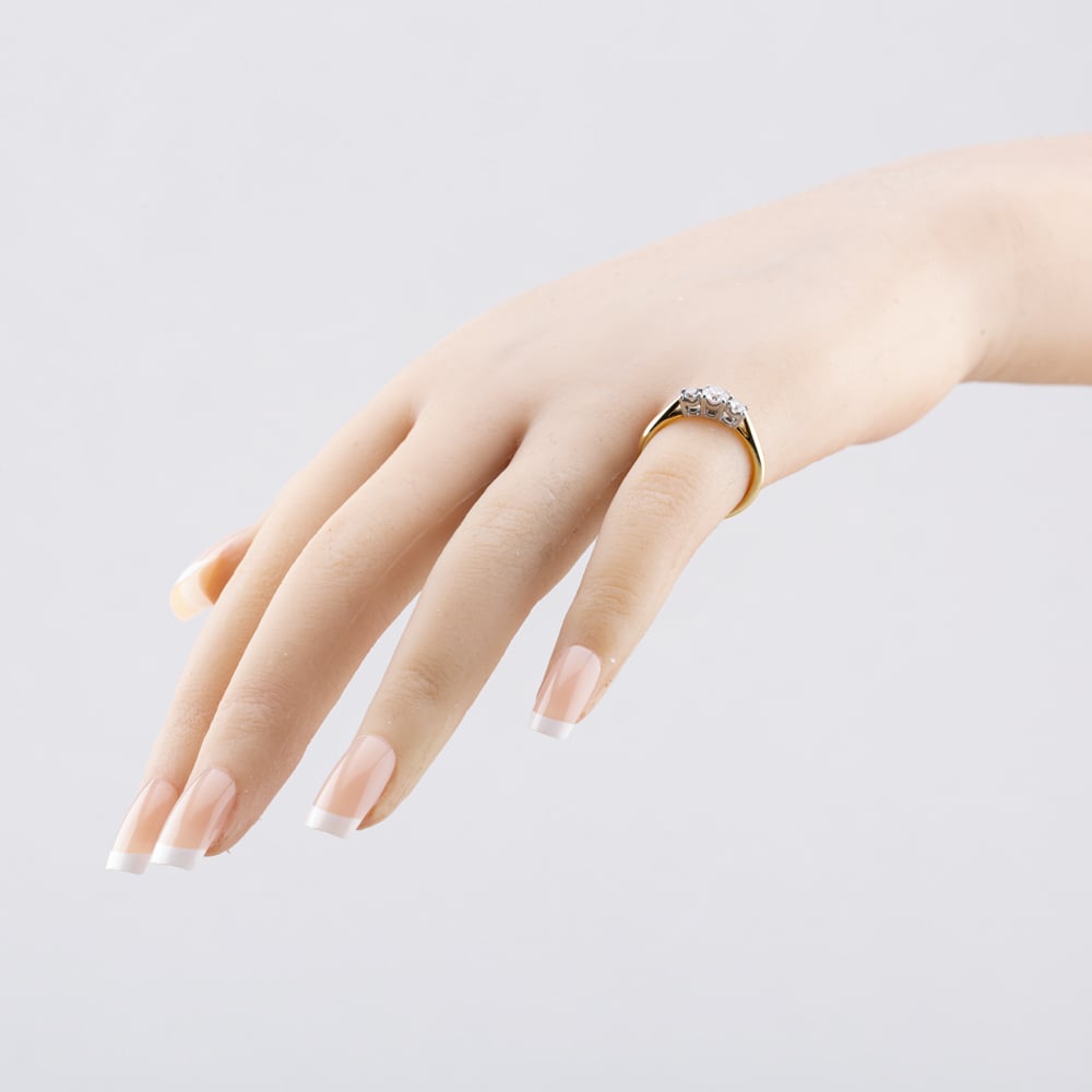 Pre-Owned 18ct Yellow Gold Certificated 0.50ct Brilliant Cut Diamond Three Stone Ring 41481987