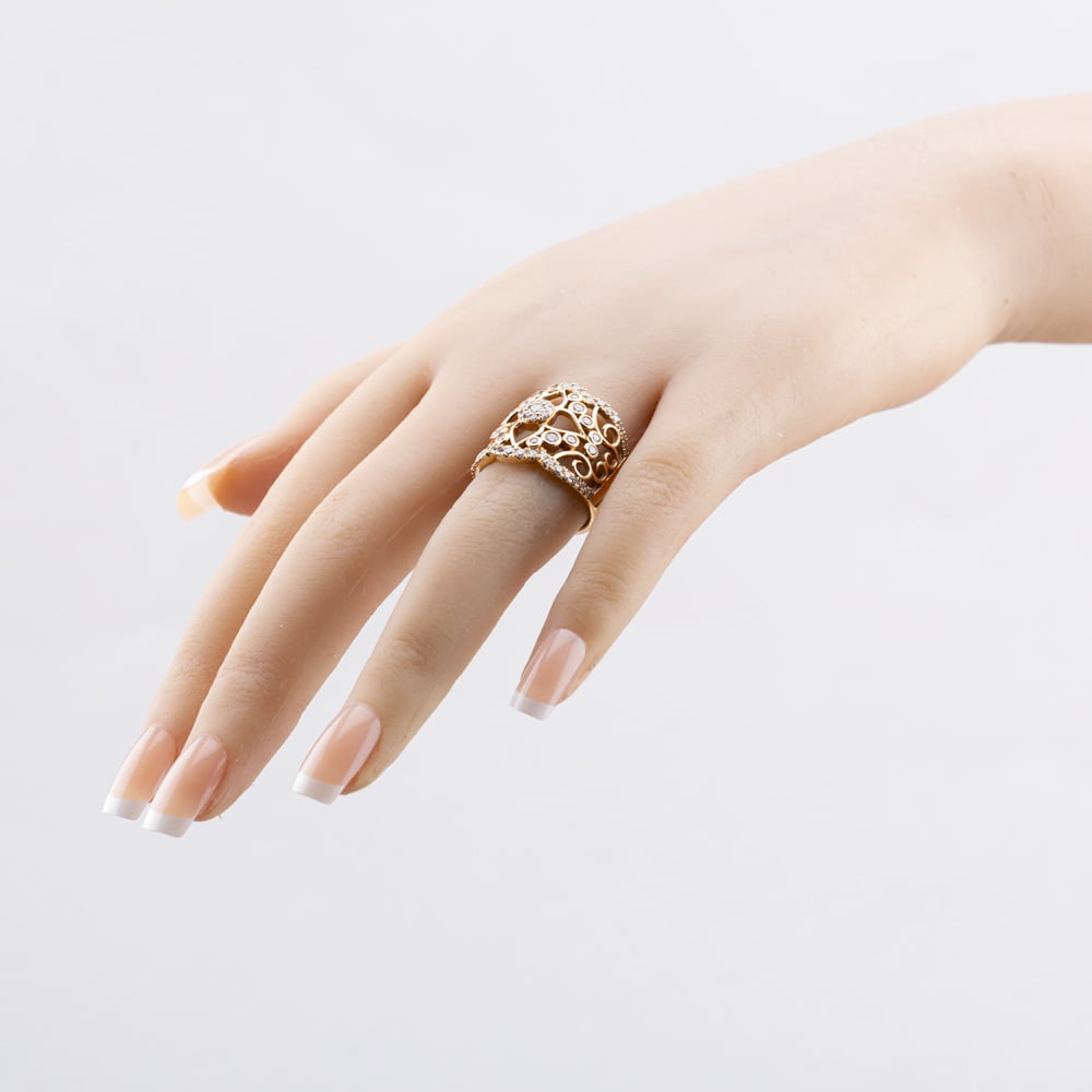 Pre-Owned 14ct Rose Gold 1.11ct Brilliant Cut Diamond Openwork Ornate Cluster Ring 41482051