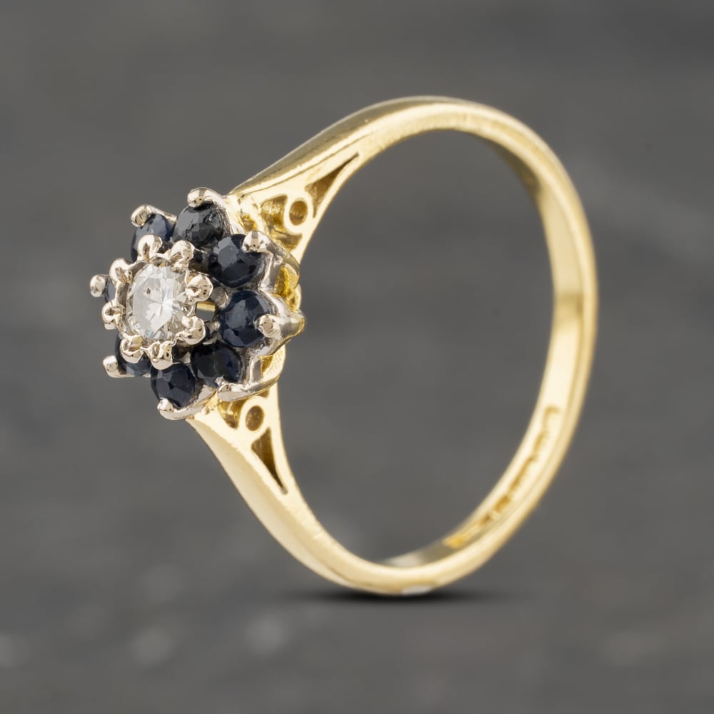 Click to view product details and reviews for Pre Owned 18ct Yellow Gold Sapphire And 012ct Brilliant Cut Diamond Round Cluster Ring 41482068. Click to view product details and reviews for Pre Owned 18ct Yellow Gold Sapphire And 012ct Brilliant Cut Diamond Round Cluster Ring 41482068.