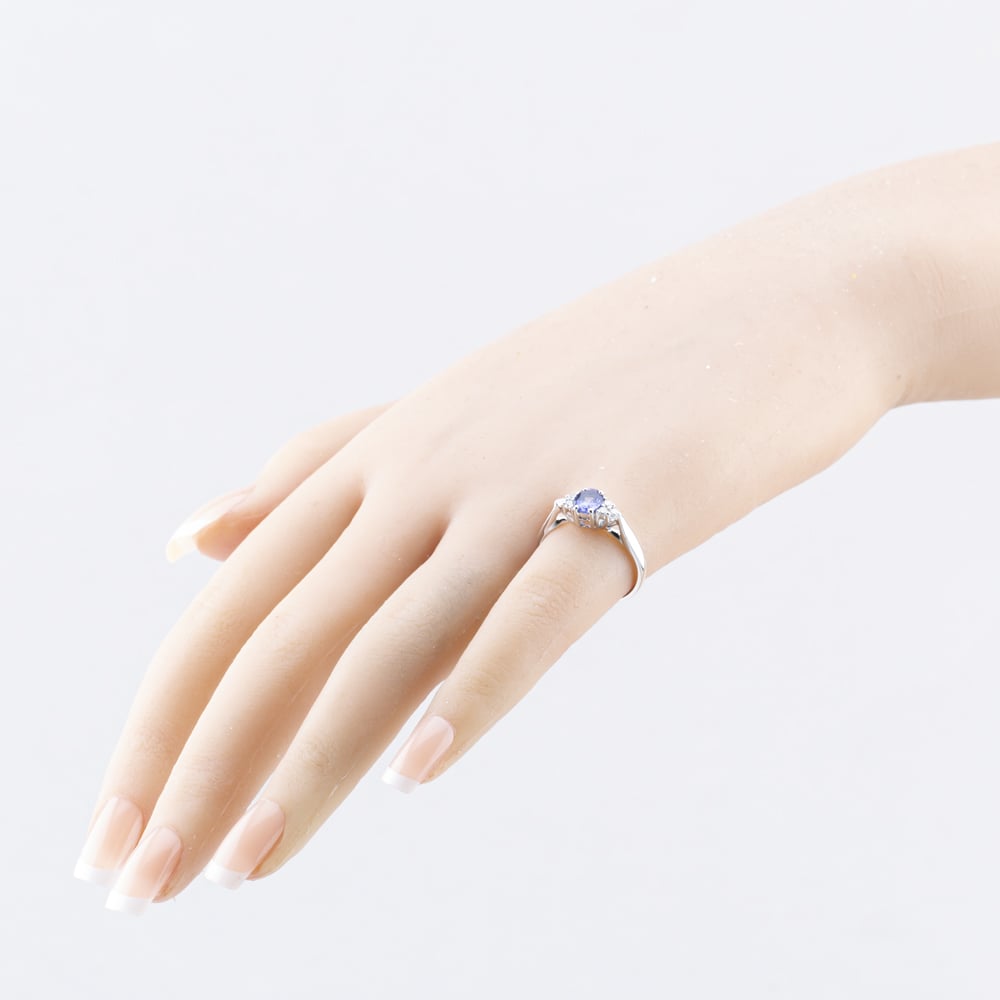 Pre-Owned 18ct White Gold Tanzanite & 0.15ct Brilliant Cut Diamond Cluster Ring 41482079