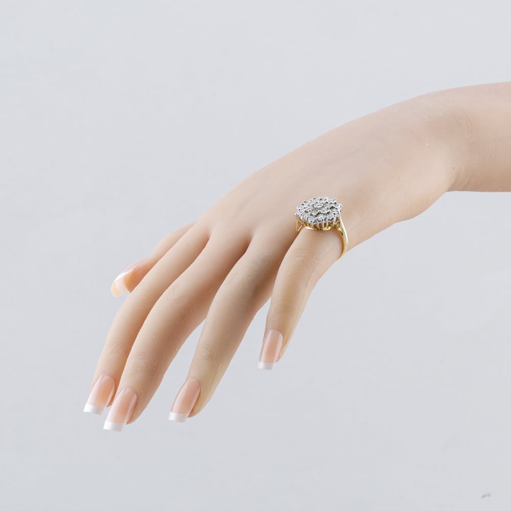Pre-Owned 9ct Yellow Gold 0.50ct Brilliant Cut Diamond Round Cluster Ring 41482092