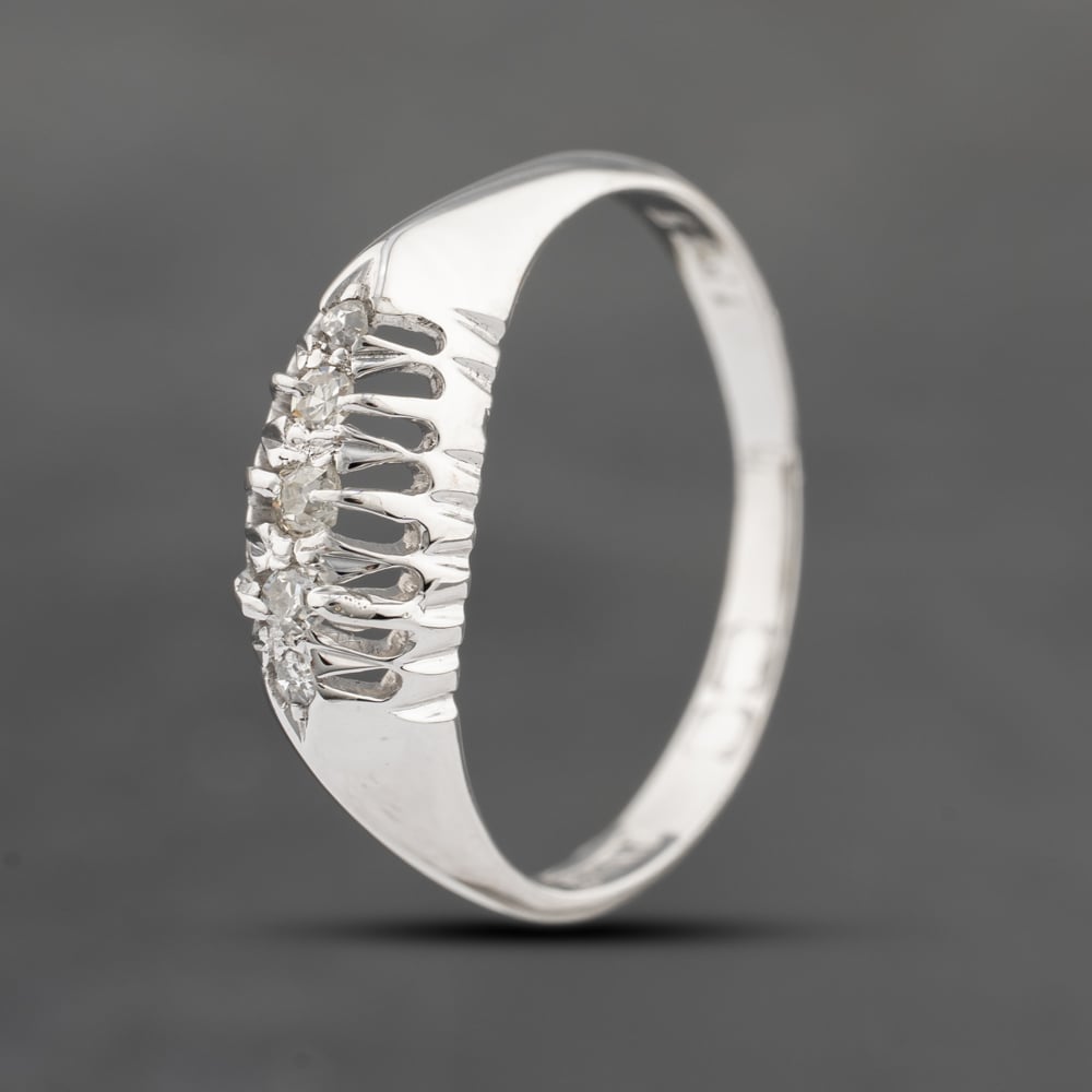 Click to view product details and reviews for Pre Owned Vintage 18ct White Gold 010ct Diamond Graduated Five Stone Ring 41482159.