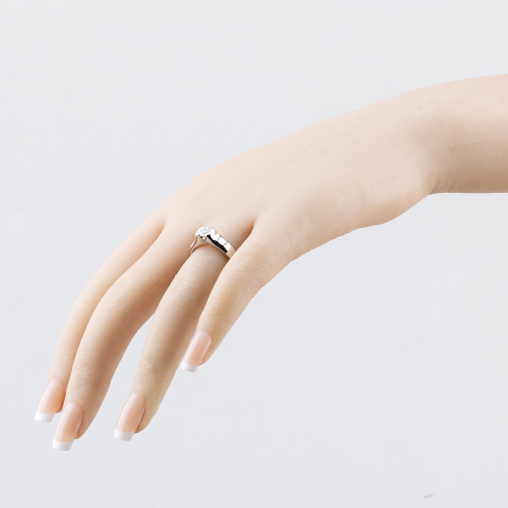 Pre-Owned 14ct White Gold 0.42ct Brilliant Cut Diamond Tension Set Canadian Solitaire Ring 41482174