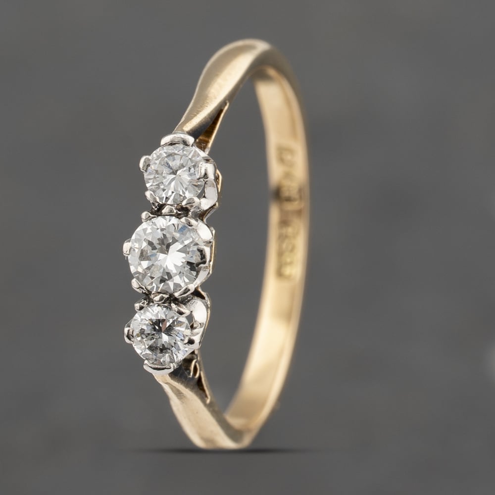 Click to view product details and reviews for Pre Owned Vintage Yellow Gold 030ct Brilliant Cut Diamond Three Stone Ring 41482226.