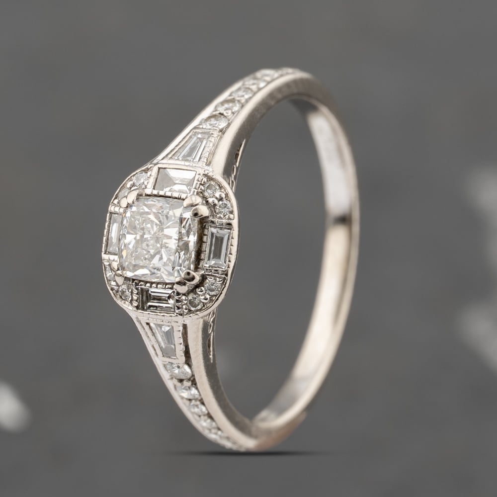 Click to view product details and reviews for Pre Owned 18ct White Gold 075ct Princess Cut Diamond Cluster Ring 41482230.
