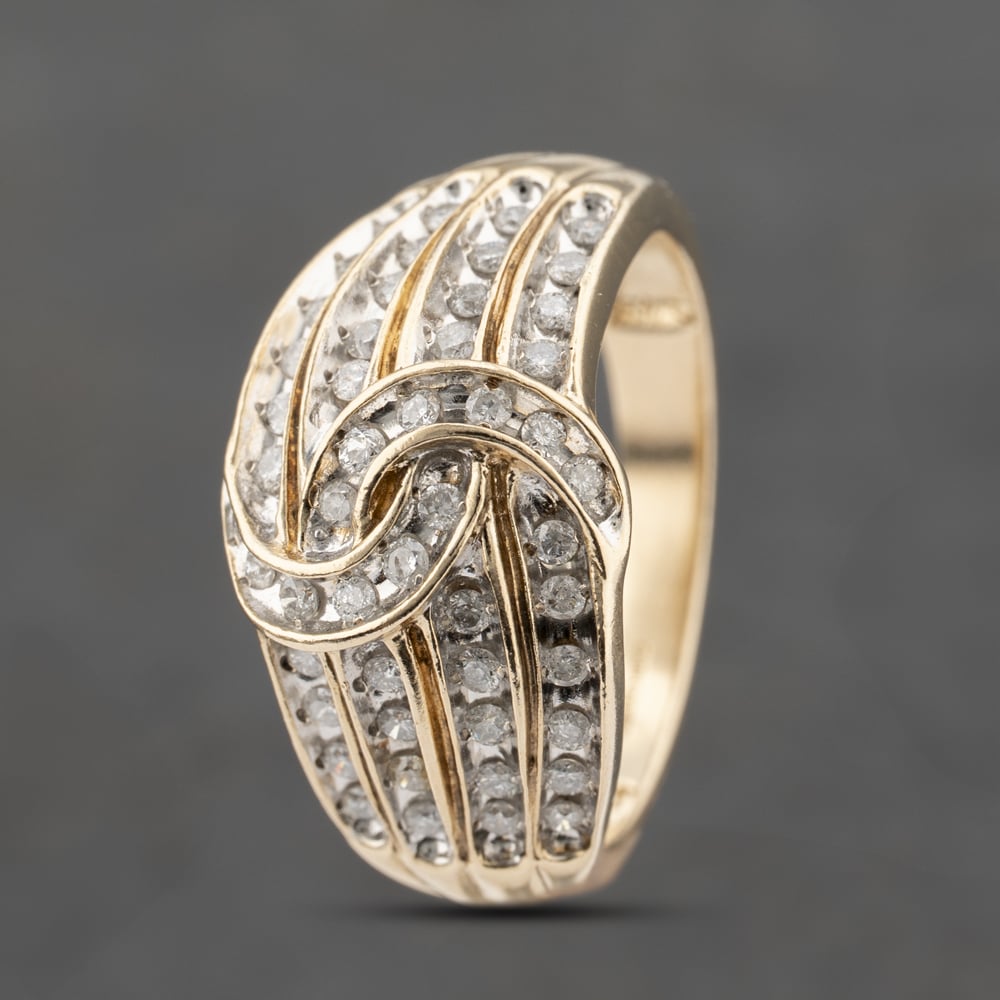 Click to view product details and reviews for Pre Owned 9ct Yellow Gold 062ct Brilliant Cut Diamond Crossover Four Row Ring 41482233.