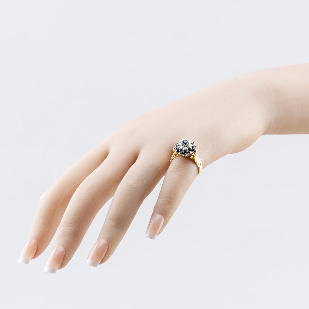 Pre-Owned Vintage Yellow Gold Sapphire & 0.30ct Diamond Cluster Ring 41482240